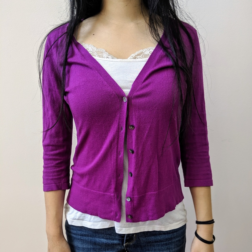 Ann Taylor Plum Cardigan